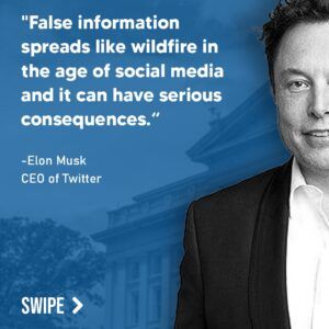 Graphic 4: "Musk warns: misinformation spreads rapidly, bringing severe consequences globally."